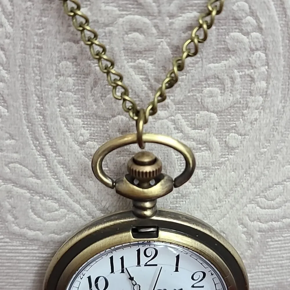 Dad Pocket Watch Antique Bronze Quartz Chain Father’s Day Gift Vintage Style